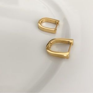 18K Gold U Shaped Hoop Earrings